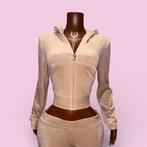 Juicy Couture Cream Velour Track Pants & Hoodie Set